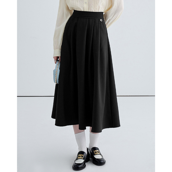 ハイウエストドレープAラインプリーツスカート Z00030