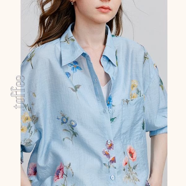 【2color】花柄プリントルーズシャツ《Z00932》