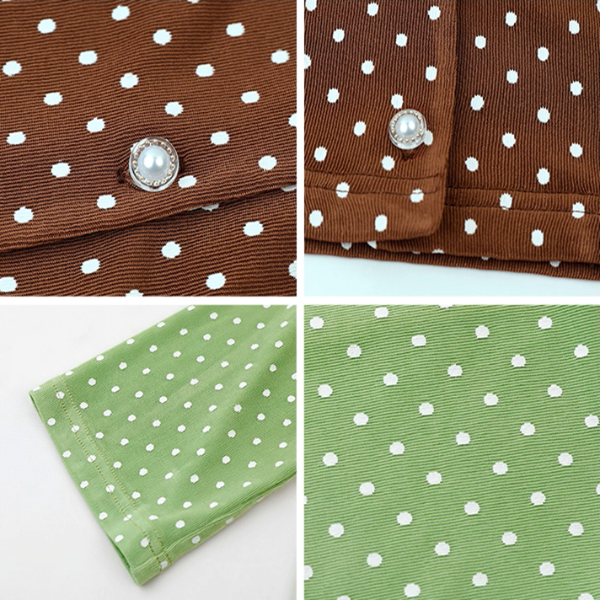 【2color】レトロ可愛いドット柄クロップドニット《Z01050》