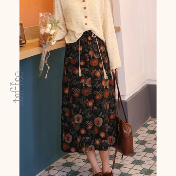 ヴィンテージ花柄Aラインスカート Z00520