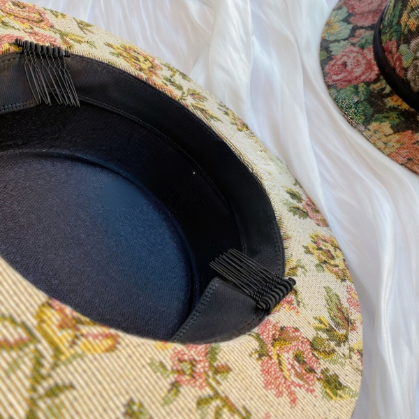 【3color】ゴブラン織り花柄ヴィンテージハット Z00058