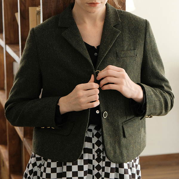 ヴィンテージモスグリーンショートブレザー Z00510