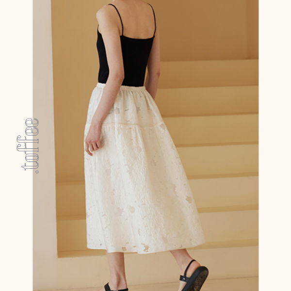花柄レースミモレ丈スカート Z00424