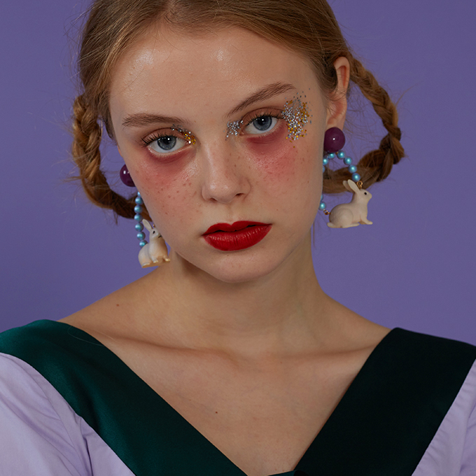 【2pattern】ラビットモチーフフープイヤーアクセサリー 《Z00795》