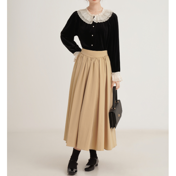 フレンチベルベットレースブラウスX-384