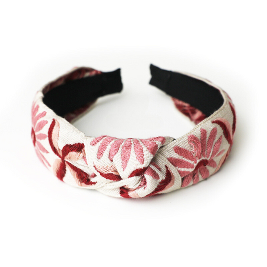 【3color】サンフラワー刺繍入りクロスカチューシャ Z00120