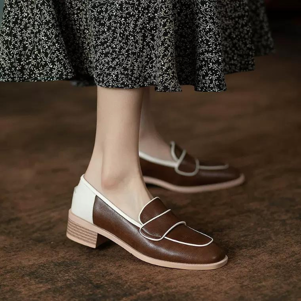 【2color】スクエアトゥコントラストシューズ AU-286