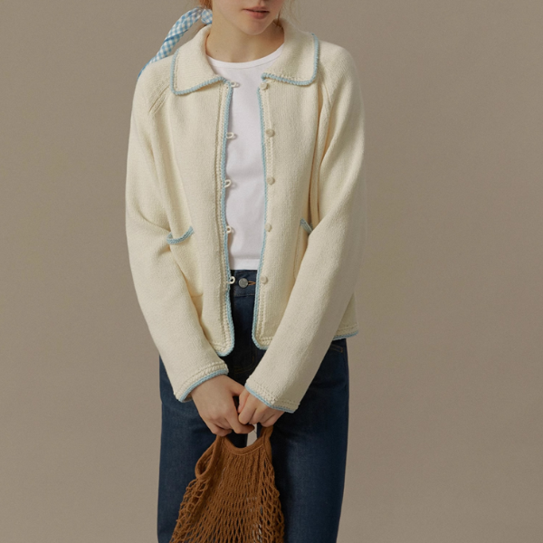 北欧風コントラストエッジカーディガン《Z00826》