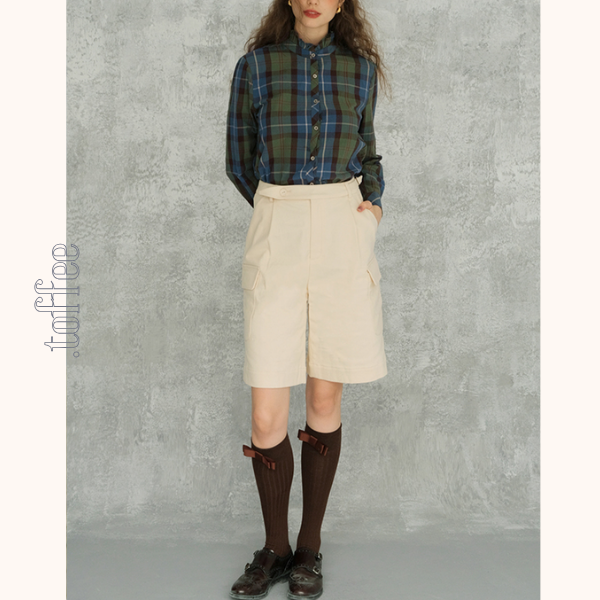 スタンドカラーボタンダウンチェックシャツ  《Z00707》