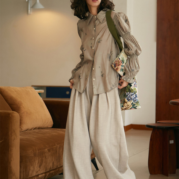 ティアードパフスリーブシャツ AU-414