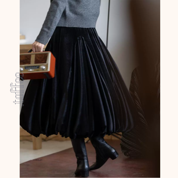 ミモレ丈プリーツアンブレラスカート 《Z00646》