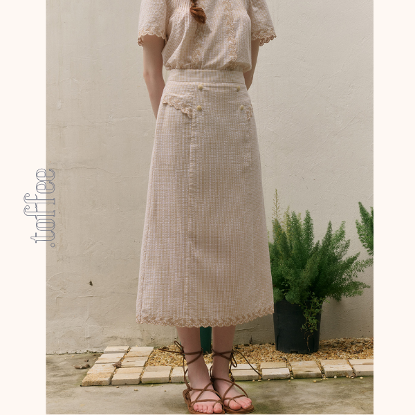 レトロ調ハイウエストAラインロングスカート Z00783