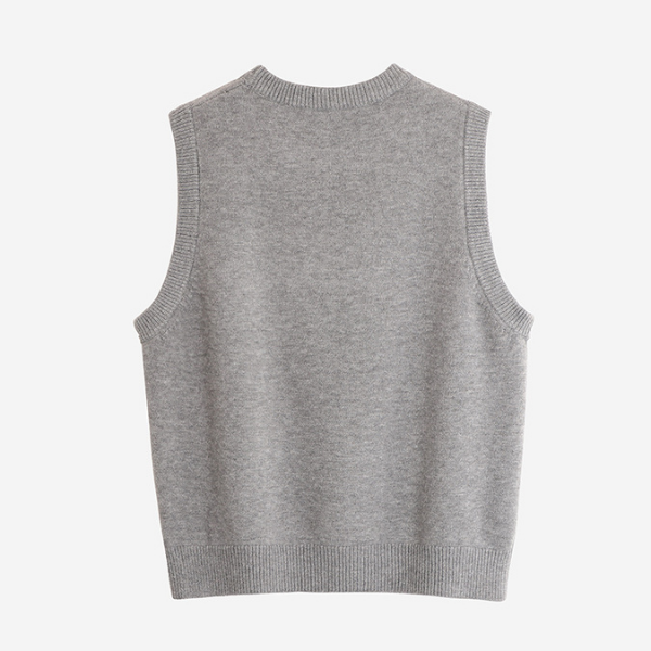 【3color】シンプルフラワーニットベスト X-335