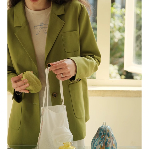 バジルグリーンルーズスーツジャケット Z00079