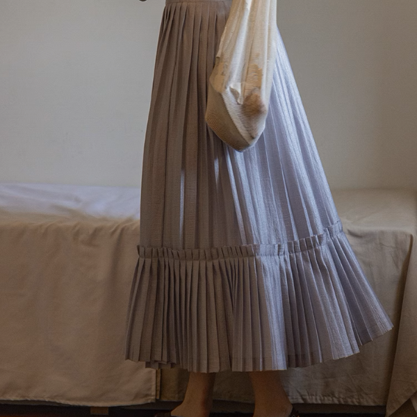 【2color】プリーツティアードフレアスカート《Z00864》