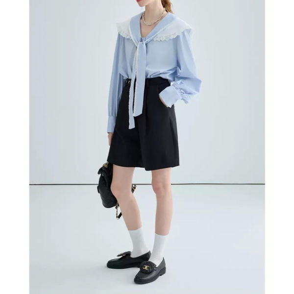 フリルカラーボウタイシャツ w-139