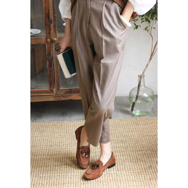 ハニーブラウンフラットレザーシューズ Z00148