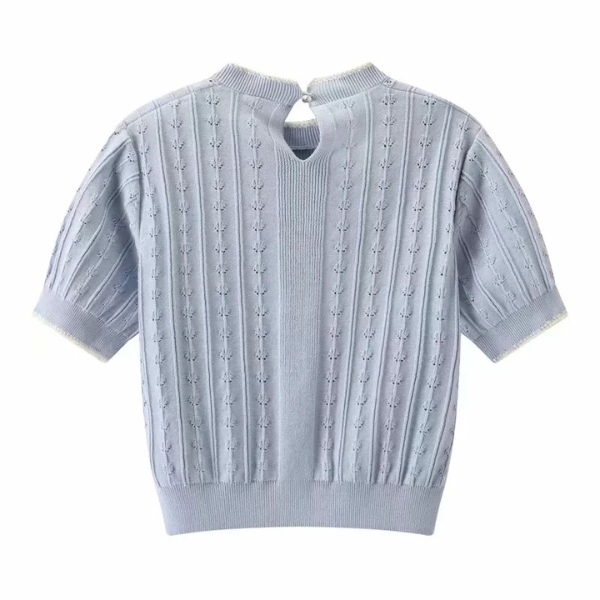 【2color】バックホローアウトアイスクリームステッチトップス AU-155