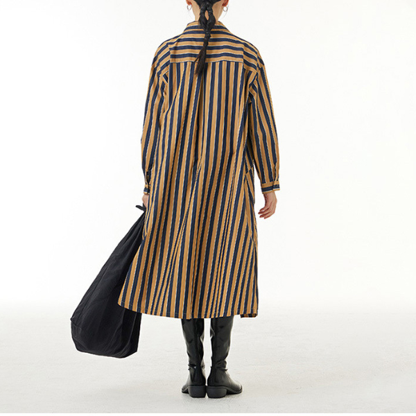 【2color】ストライプシャツワンピース X-349