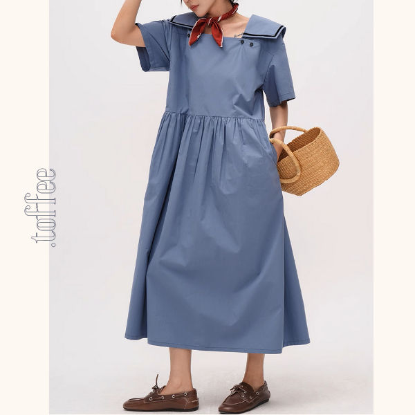 スクエアカラーオーバーサイズマキシワンピース《Z00940》