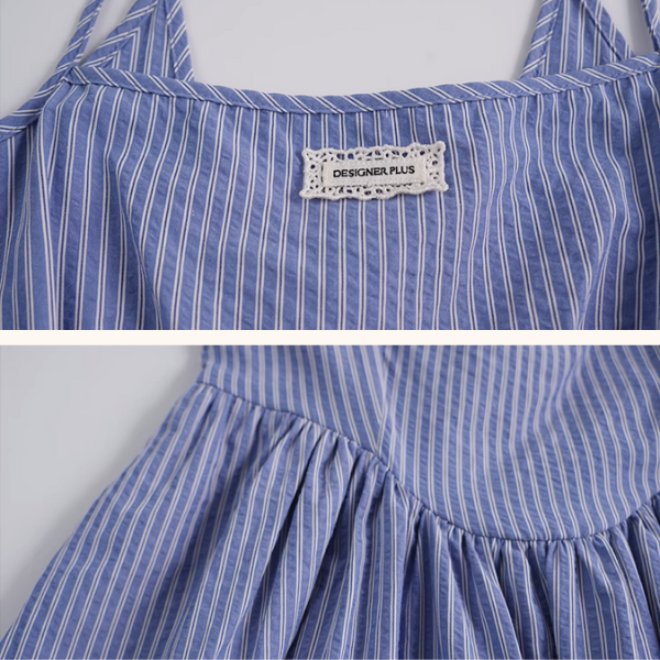 ブルーストライプロングキャミワンピース《Z01015》