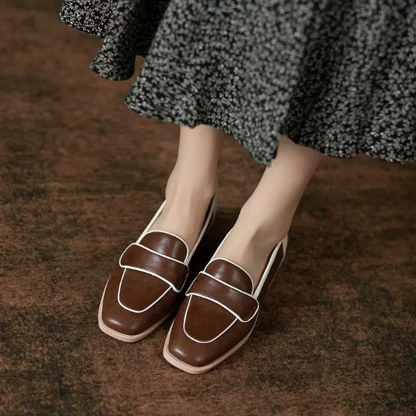 【2color】スクエアトゥコントラストシューズ AU-286