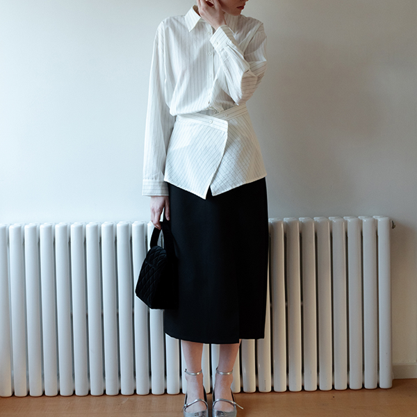 【2color】ストライプ柄ロングスリーブボタンダウンシャツ 《Z00716》