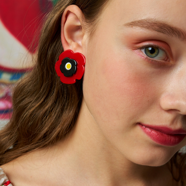 【2pattern】花びらモチーフ&ラウンドストライプアシンメントリーイヤーアクセサリー 《Z00794》