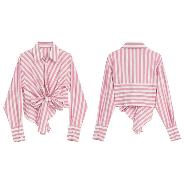 フロントストラップストライプシャツ X-255