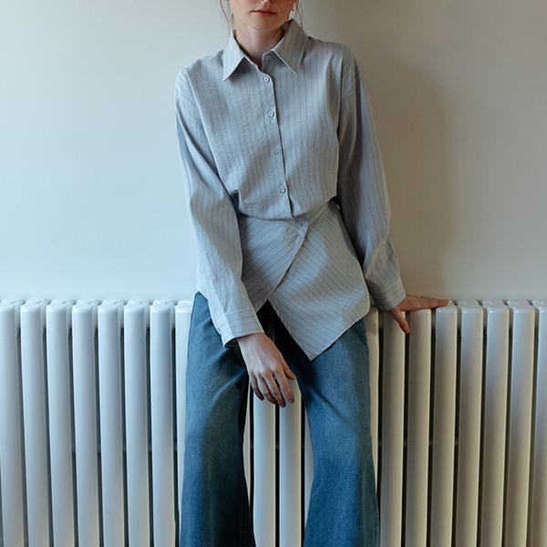 【2color】ストライプ柄ロングスリーブボタンダウンシャツ 《Z00716》