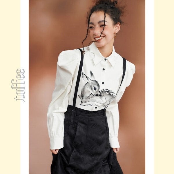 幻想的な水墨画ジャガードが織りなす:オリエンタルサスペンダースカート C0188