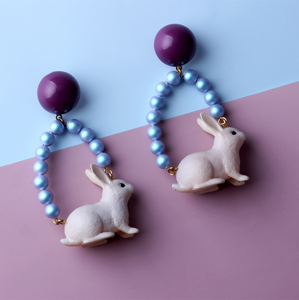 【2pattern】ラビットモチーフフープイヤーアクセサリー 《Z00795》