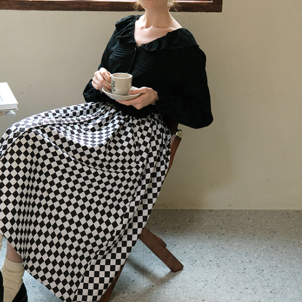 【2color】フリルカラーブラウス X-321