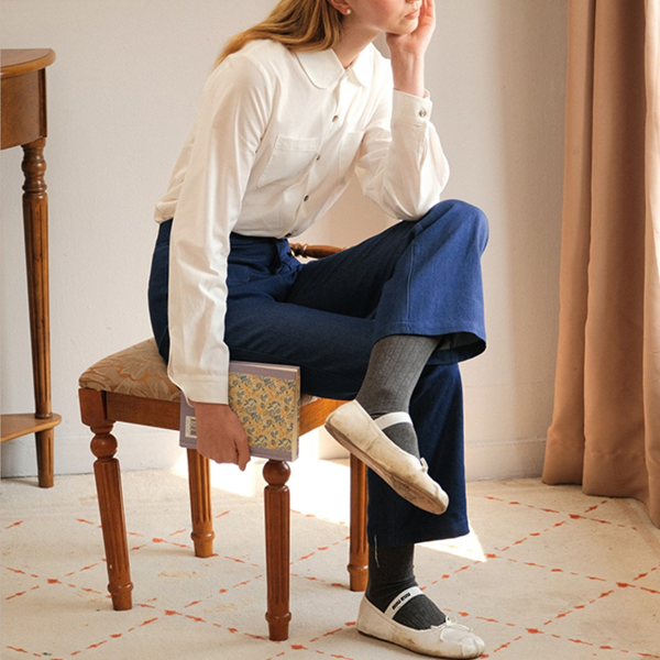 【3color】丸襟パッチポケット付きベーシックシャツ 《Z00742》