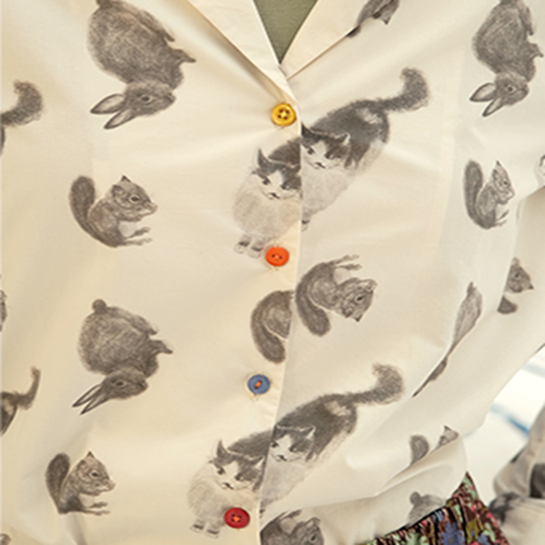 アニマルプリントヴィンテージシャツ Z00600