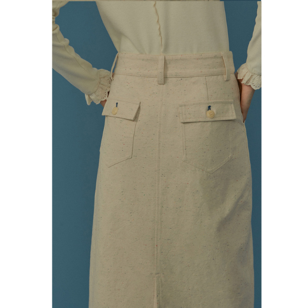 フリンジ付きAラインミモレ丈スカート Z00068