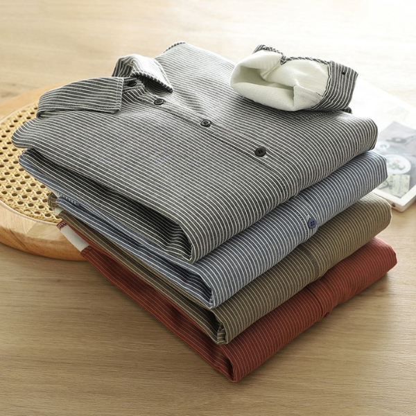 【4color】胸ポケット付きストライプ柄ボタンシャツ 《Z00724》