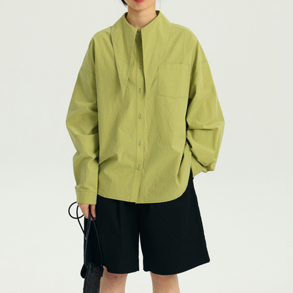 【2color】ラージカラーオーバーサイズコットンシャツ 《Z00726》