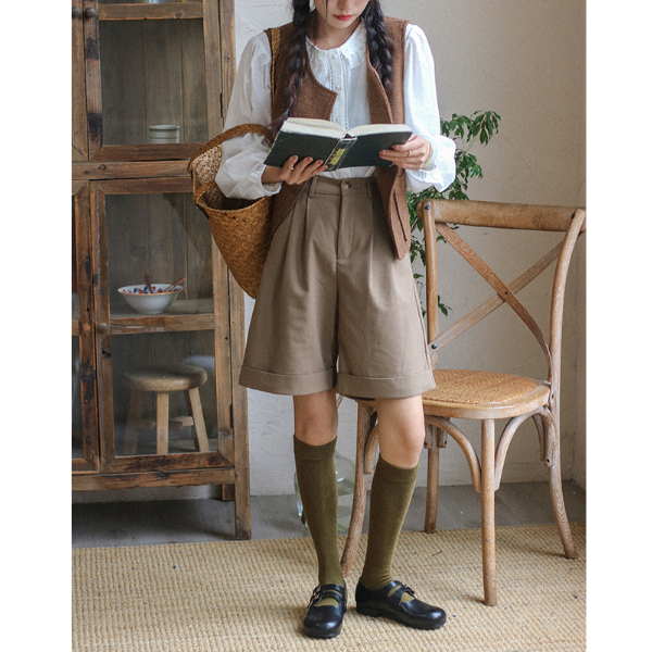 【2color】ラウンドトゥゴールドバックル付きローファー Z00147