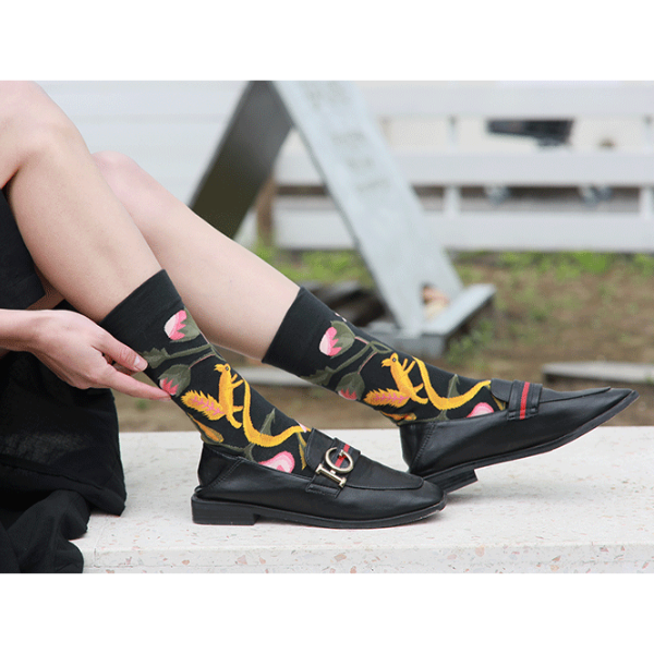 フラワーデザインソックス4p w-080