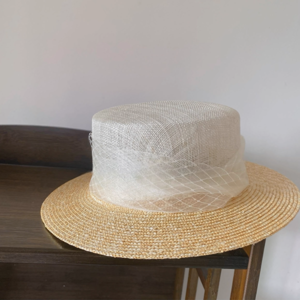 リボン装飾つば広ストローハット《Z00959》