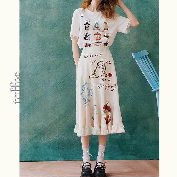 フリルヘムプリントスカート《Z00963》