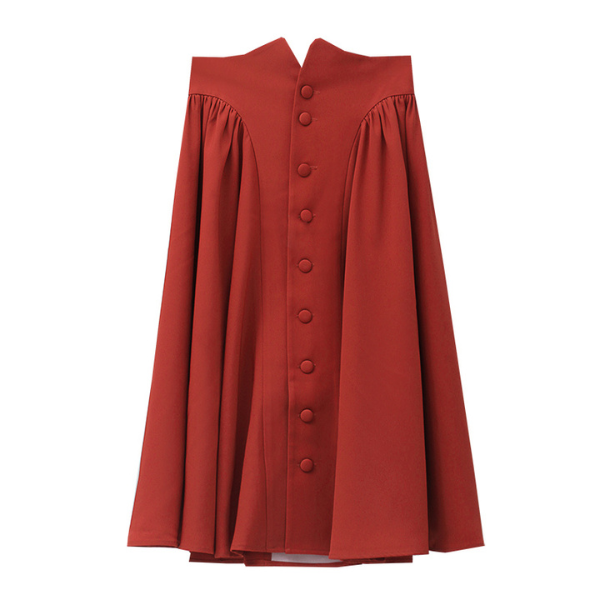 センターボタンルーズフレアスカート X-272