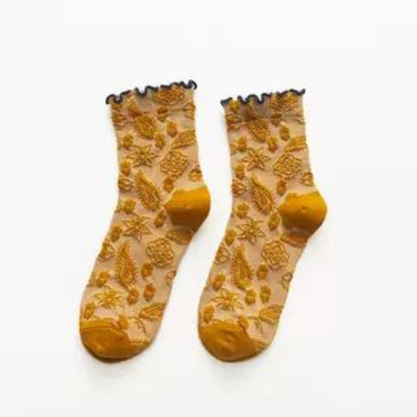 エンブロイダリーソックス6p w-051