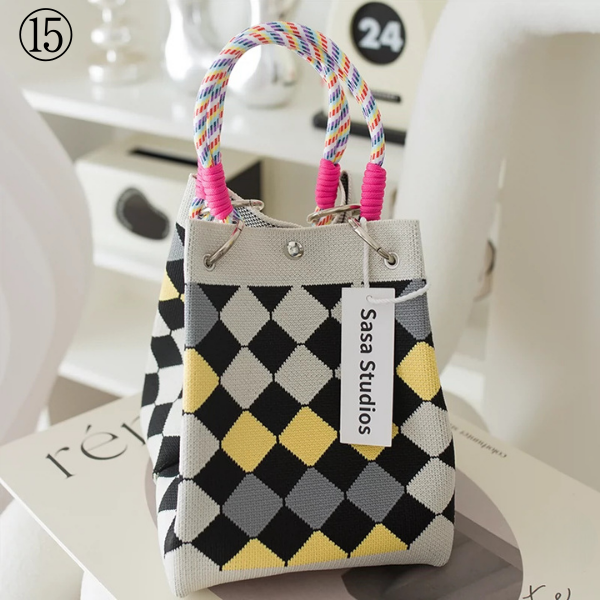 【20pattern】マルチカラースクエアトートバッグ《Z00892》