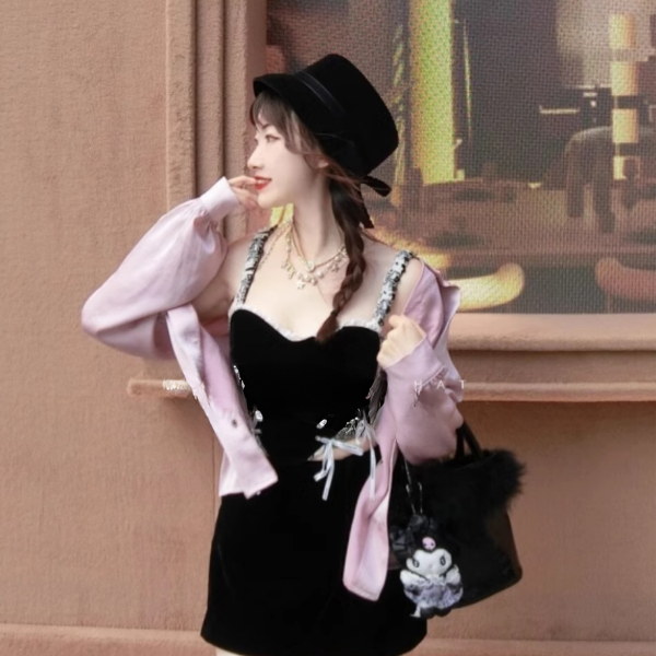 【2color】リボン付きベルベットハット Z00059