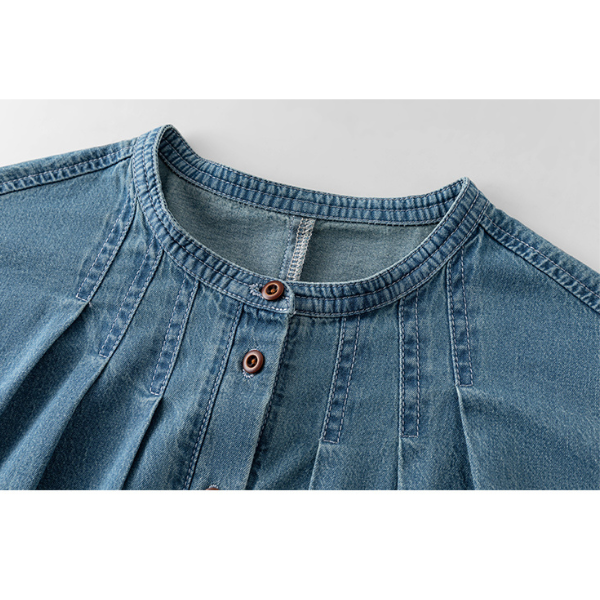 ラウンドネックデニムシャツ Z00097