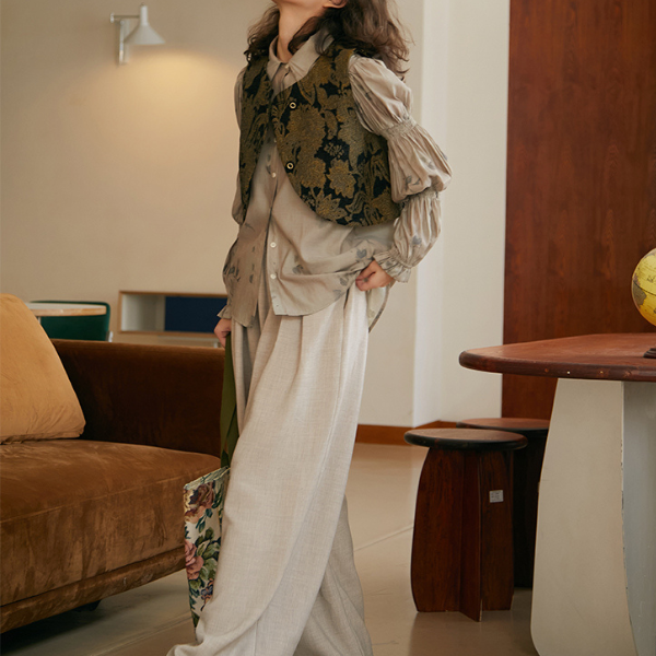 ティアードパフスリーブシャツ AU-414