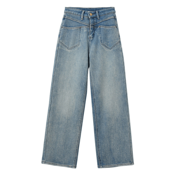 【2color】ハイウエストカジュアルストレートジーンズ X-482