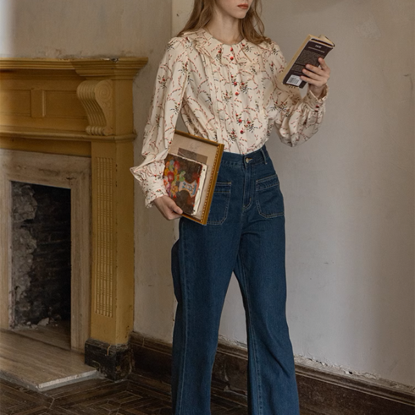 【2pattern】フリル&プリーツディテールブラウス《Z00860》